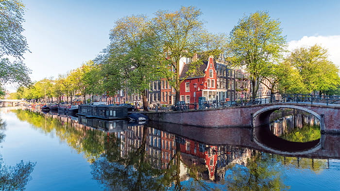 Reflection in Amsterdam's famous canals